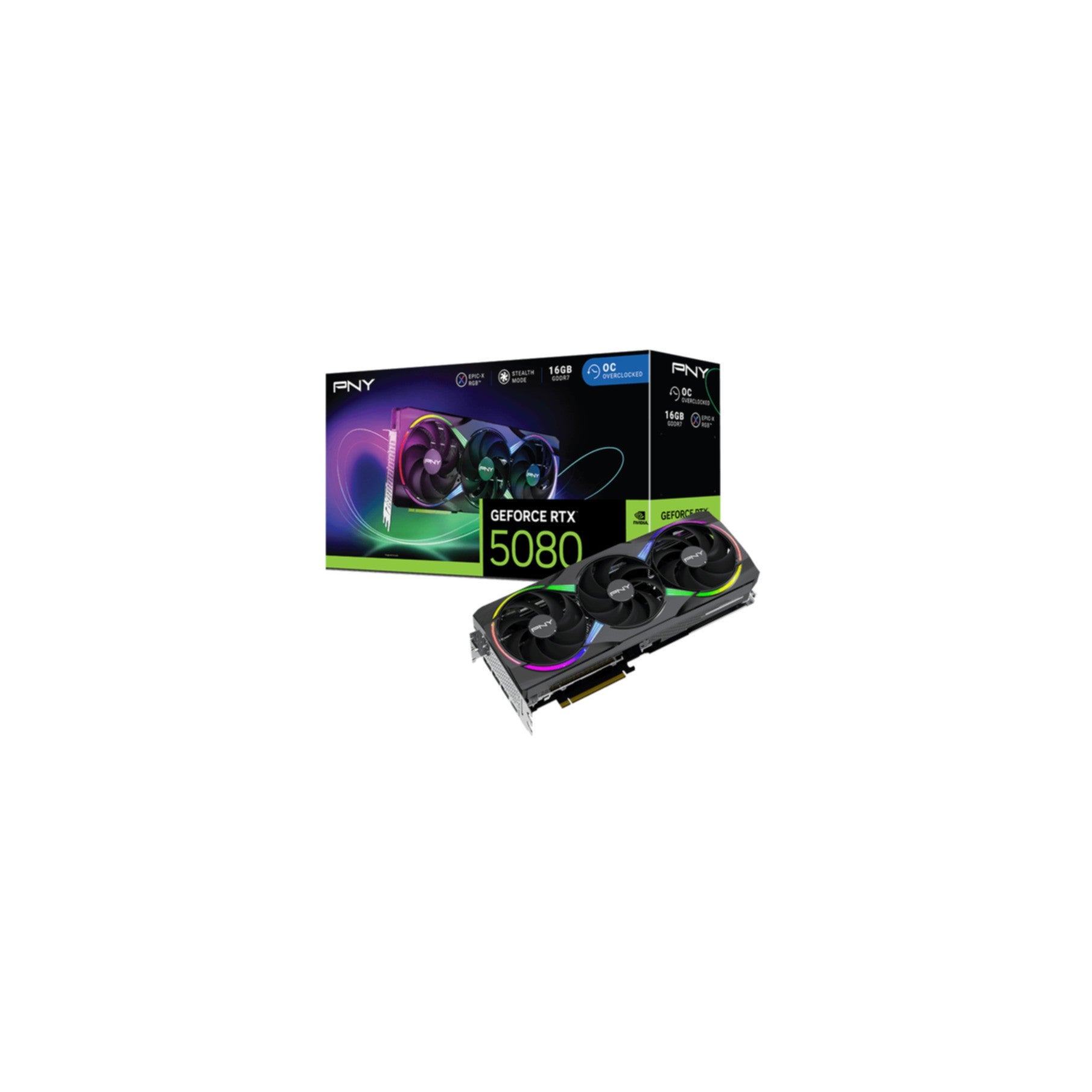 VGA PNY GeForce® RTX 5080 16GB ARGB Gaming Overclocked Triple Fan